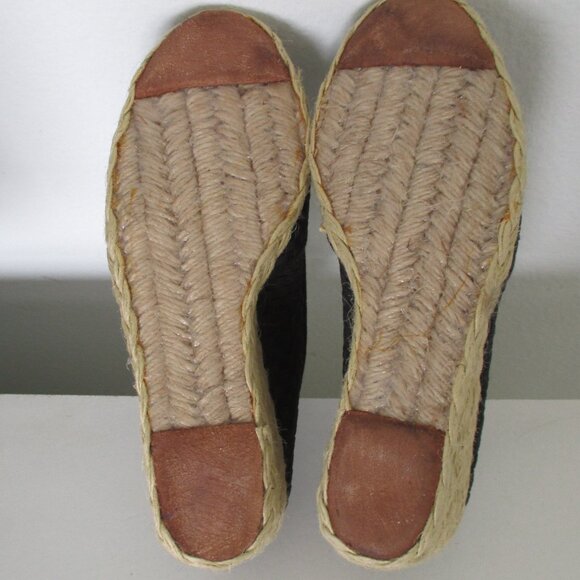 Lauren Ralph Lauren Womens Black Peep Espadrille w/2" Jute Wedge Heel - 6M - Picture 8 of 8